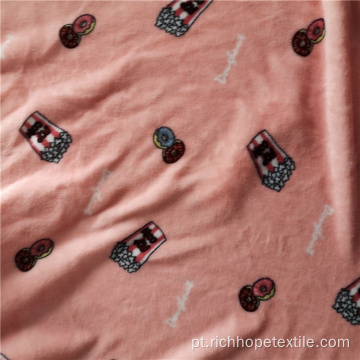 Tecido de pijama de flanela macia de dois lados rosa estampado